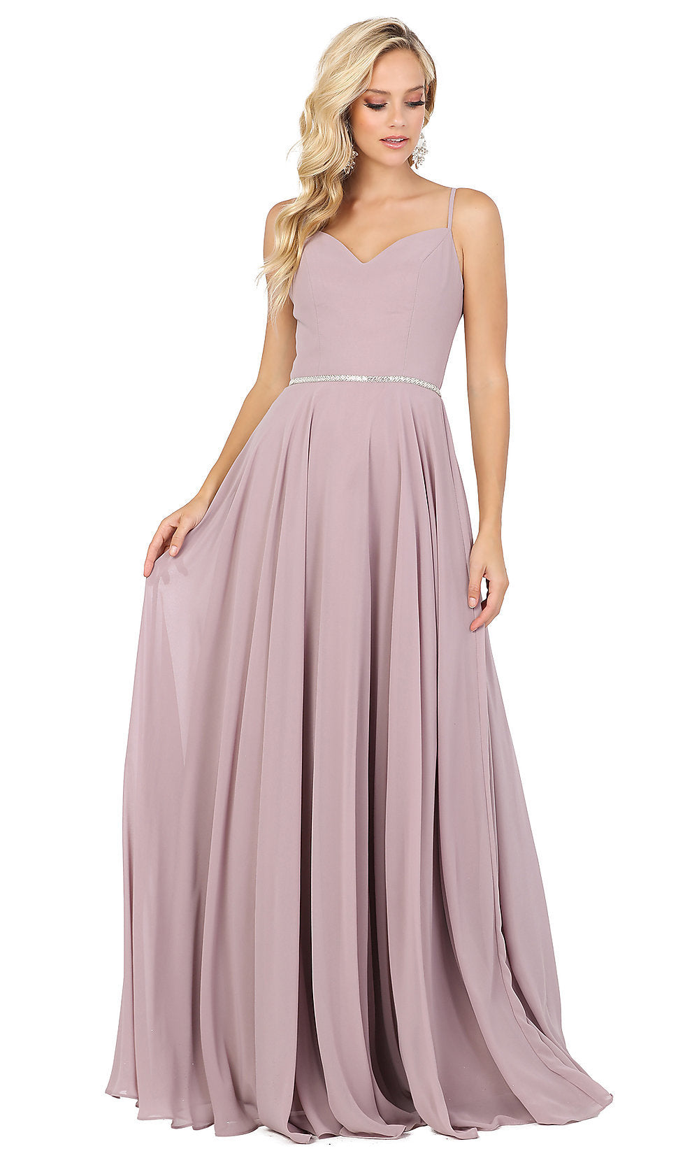 A-Line Simple Long Prom Dress with Corset - PromGirl Mocha / Small A-Line Simple Long Prom Dress with Corset - PromGirl Mocha / Small