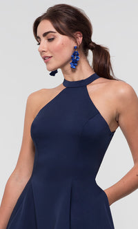  Satin Short Homecoming Party Dress with Pockets