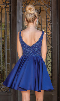  Short Prom Dress with Sequin-Embellished Bodice