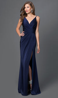  Faviana Long V-neck Prom Dress