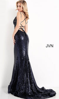  Strappy Sequin Long Prom Gown from JVN by Jovani