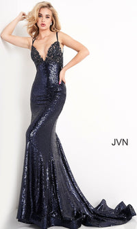  Strappy Sequin Long Prom Gown from JVN by Jovani