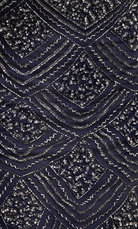  Navy Blue Short Beaded Party Dress