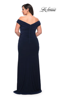  La Femme Long Plus-Size Off-Shoulder Prom Dress