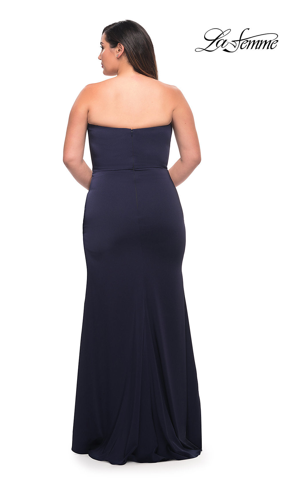  La Femme Long Strapless Plus-Size Formal Gown