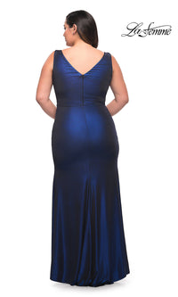  Metallic Long La Femme Plus-Size Prom Dress