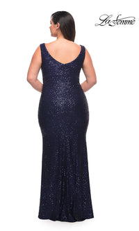  La Femme Tight Sequin Plus-Size Long Formal Dress