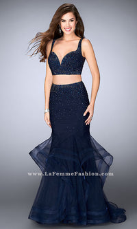  Long Open Back Two Piece Mermaid Style Prom Dress