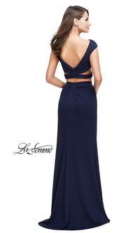  Two-Piece Scoop Neck Long La Femme Prom Dress