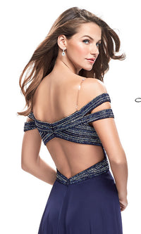  Off-the-Shoulder Open-Back Long La Femme Prom Dress