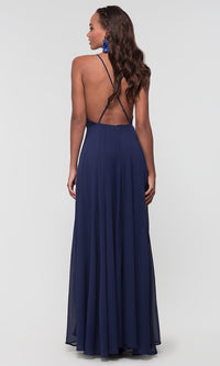  Square-Neck Long Chiffon Prom Dress