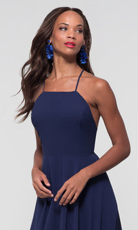  Square-Neck Long Chiffon Prom Dress