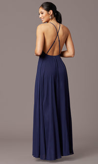  Square-Neck Long Chiffon Prom Dress