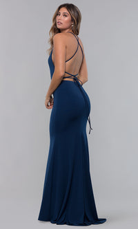  Long Tied-Open-Back Formal Dress with Train