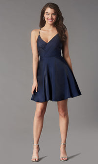  Pleated-Bodice Short Homecoming Dress by Simply