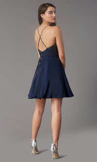  Pleated-Bodice Short Homecoming Dress by Simply