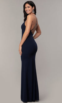  V-Neck Jersey-Crepe Open-Back Prom Dress by Simply
