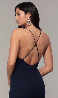  V-Neck Jersey-Crepe Open-Back Prom Dress by Simply