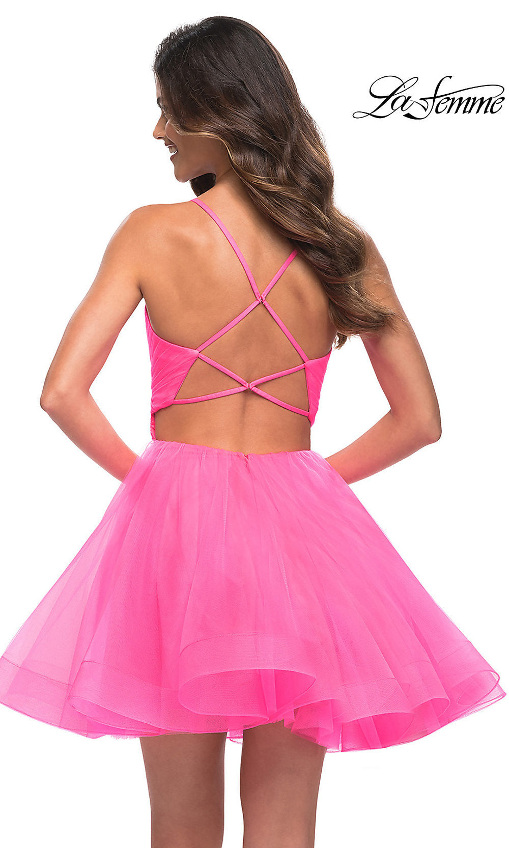 La Femme Fashions Dress 30345 Neon Pink / 8 La Femme Fashions Dress 30345 Neon Pink / 8