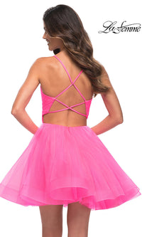  La Femme Neon Pink Short A-Line Homecoming Dress