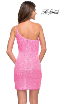  La Femme Short Pink Sequin Homecoming Dress