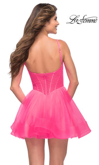  Neon Pink Short La Femme Homecoming Dress
