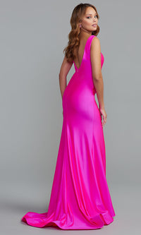  Sheer-Side Sleek Long Formal Prom Dress
