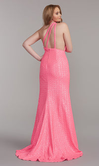  One-Shoulder Long Pink Formal Dress with Godet