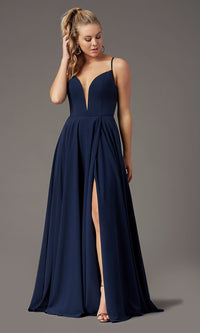 Neptune V-Neck Chiffon Long Formal Prom Dress by PromGirl