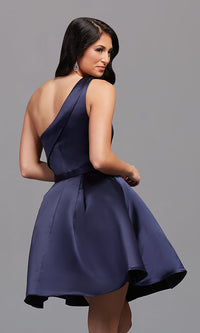  One-Shoulder Short Satin A-Line Party Dress
