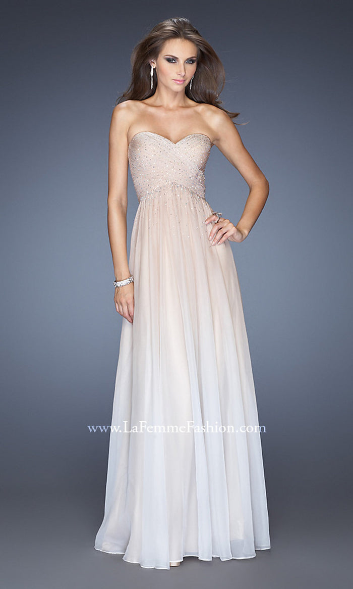 Nude Floor Length La Femme Formal Dress