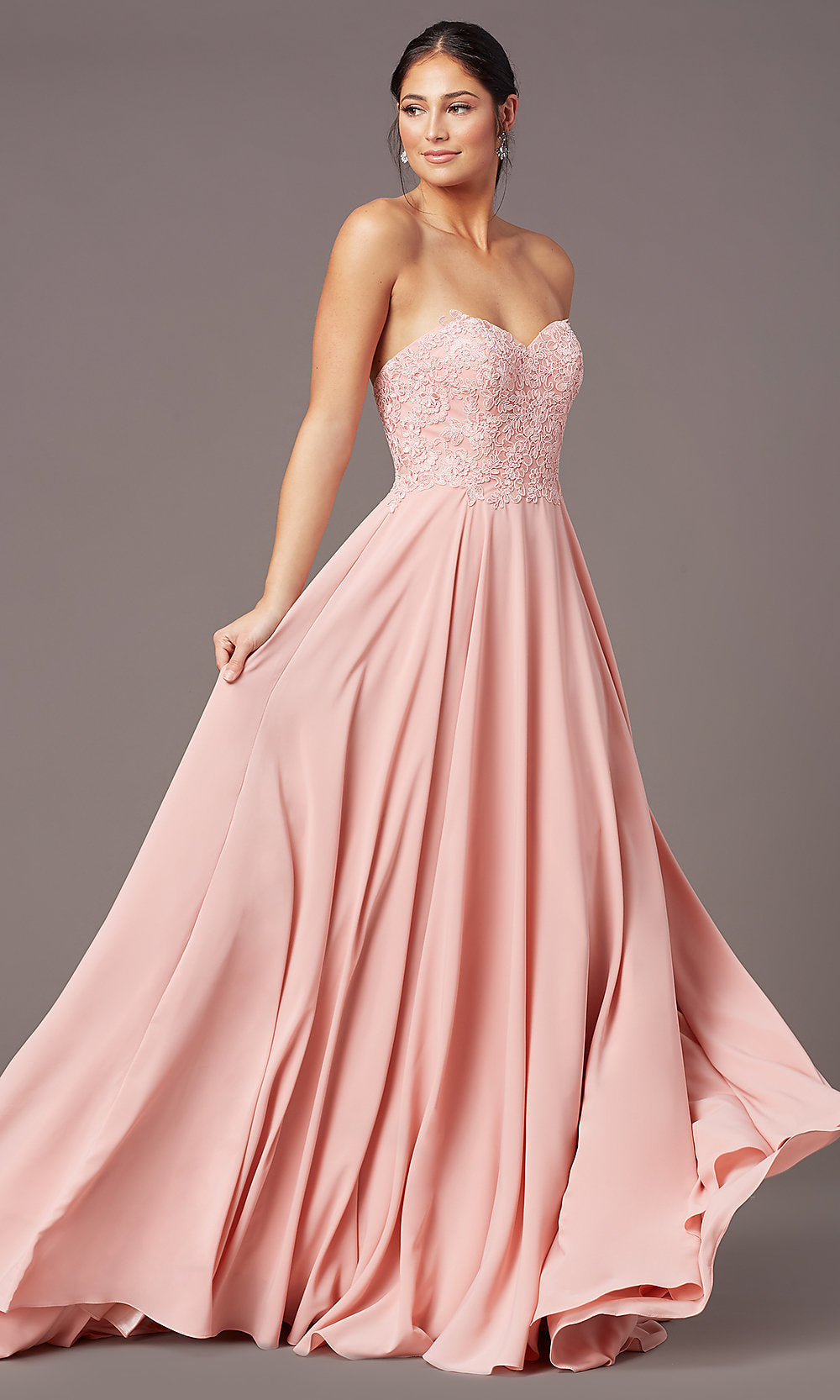 Paradise Pink PromGirl Long Strapless Sweetheart Prom Dress