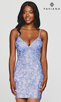 Peri Backless Lace-Up Short Faviana Homecoming Dress