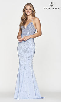 Peri Faviana Light Blue Long Beaded Mermaid Prom Dress