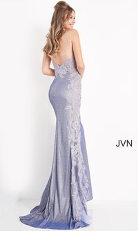  JVN by Jovani Long Formal Dress with Sheer Panels