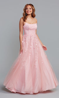 Petal Pink Long Ball Gown Prom Dress with Corset Back