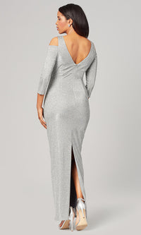  Pewter Silver Long Mother-of-the-Bride Dress