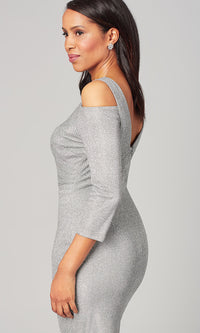  Pewter Silver Long Mother-of-the-Bride Dress