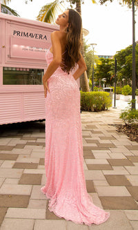  Primavera Long Beaded Prom Dress with Lace-Up Back