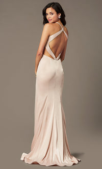  Open-Back Long Satin Prom Dress by PromGirl