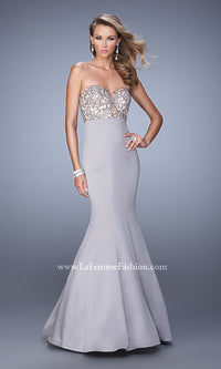 Platinum La Femme Strapless Sweetheart Mermaid Prom Dress