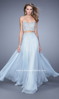 Powder Blue Long Two-Piece La Femme Designer Prom Dress