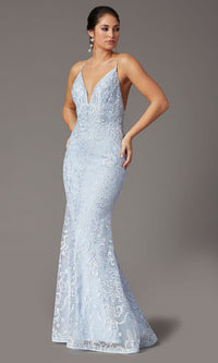  Backless Powder Blue Long Prom Dress by PromGirl