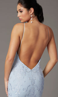  Backless Powder Blue Long Prom Dress by PromGirl