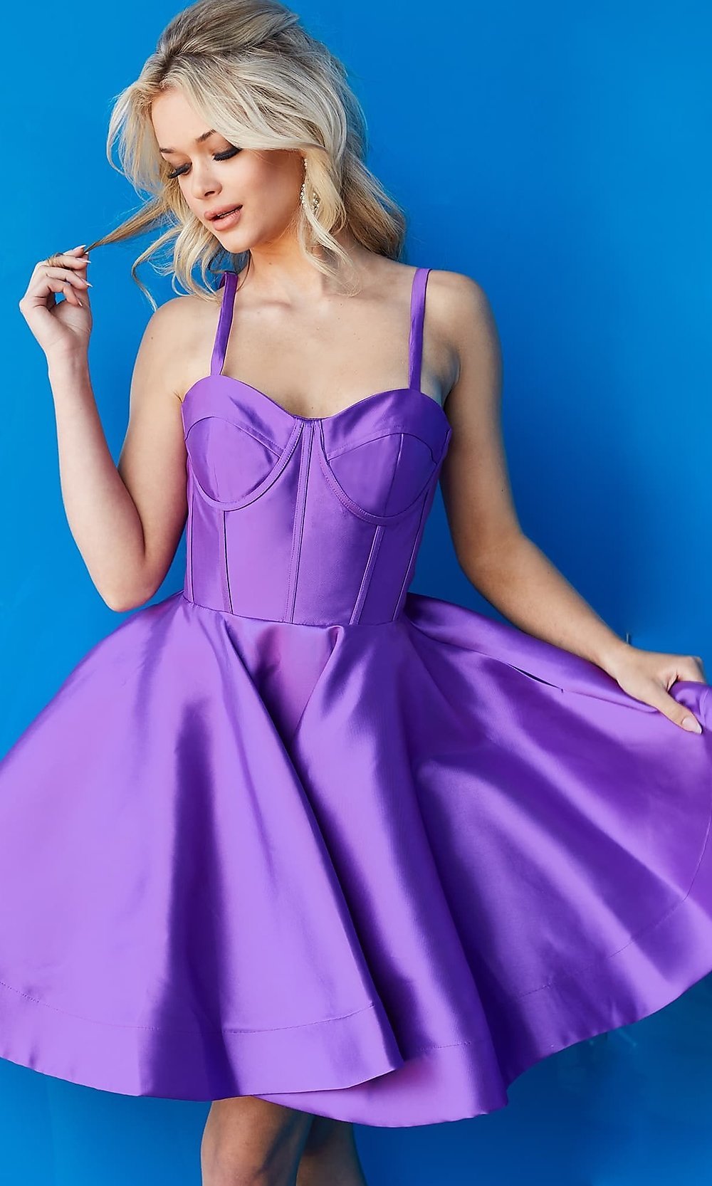 Purple Jovani Short Purple A-Line Homecoming Dress