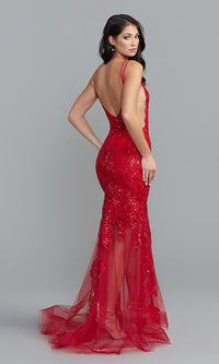  Ava Presley Sequin-Embroidered Long Prom Dress