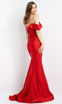  Long JVN by Jovani Off-the-Shoulder Red Prom Dress