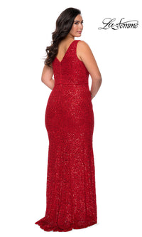  La Femme Sequin-Lace Long Plus-Size Formal Dress