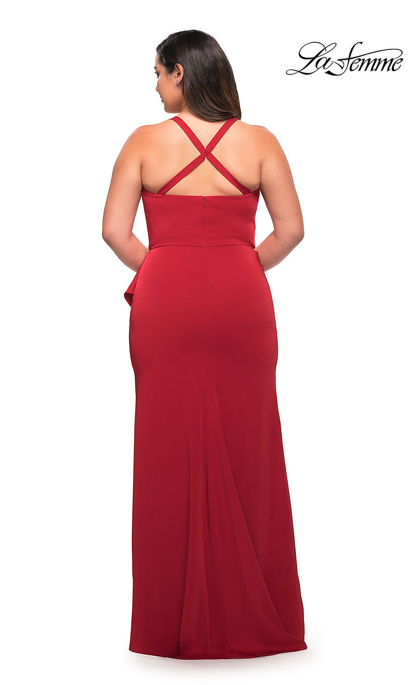 La Femme Long PlusSize Formal Dress with Side Drape