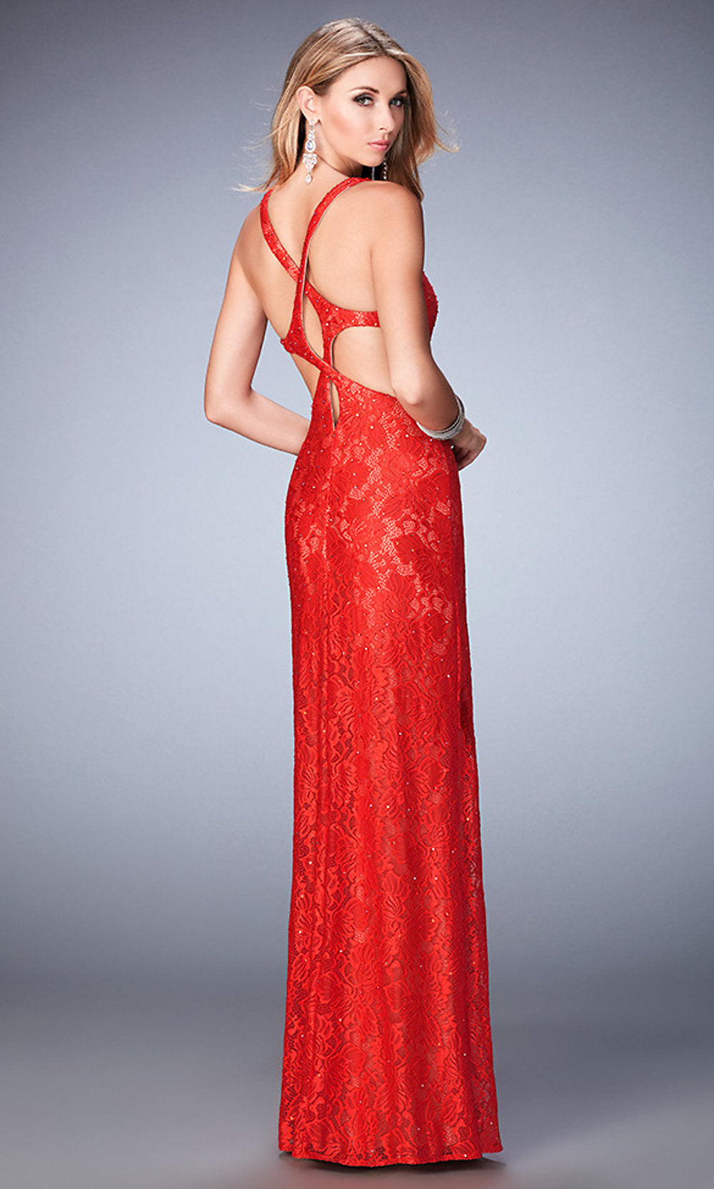  Lace Floor Length Formal Gown by La Femme